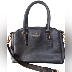 Coach Mini Bennett Satchel Black Pebbled Leather Crossbody Bag